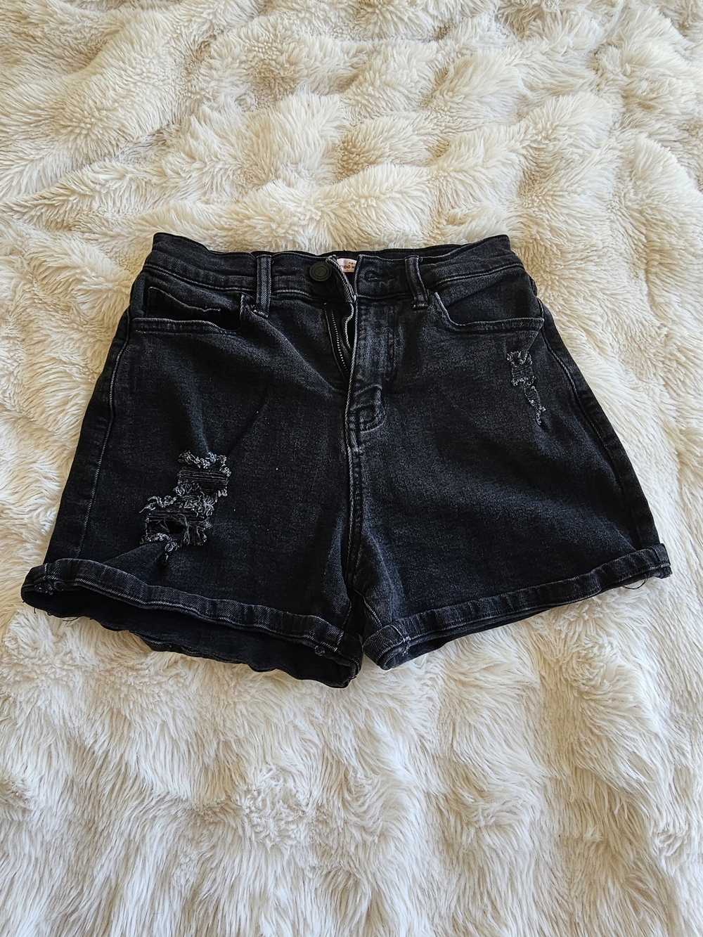 SO Black Distressed High-Rise Denim Shorts